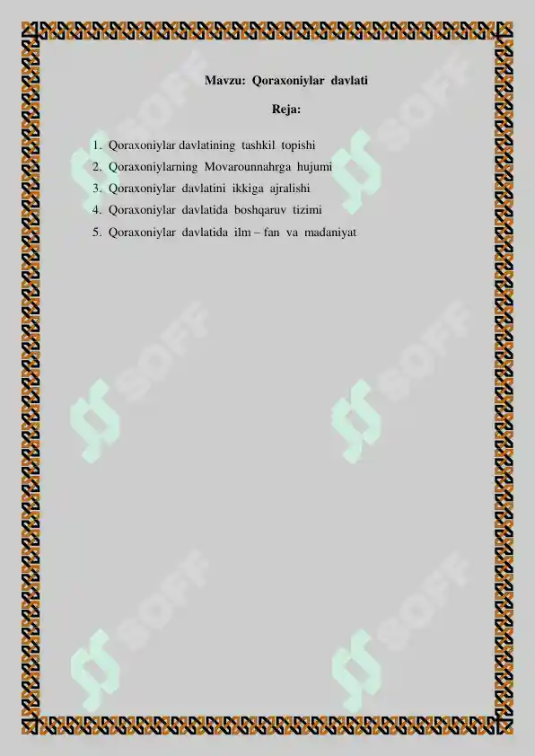 Qoraxoniylar Davlati Referati 2