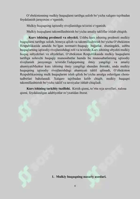 Mulkiy huquqning nazariy va amaliy asoslari (kurs ishi) 4