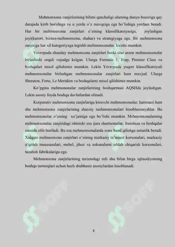 Xalqaro mehmonxonalar zanjiri va ularning afzalliklari 5