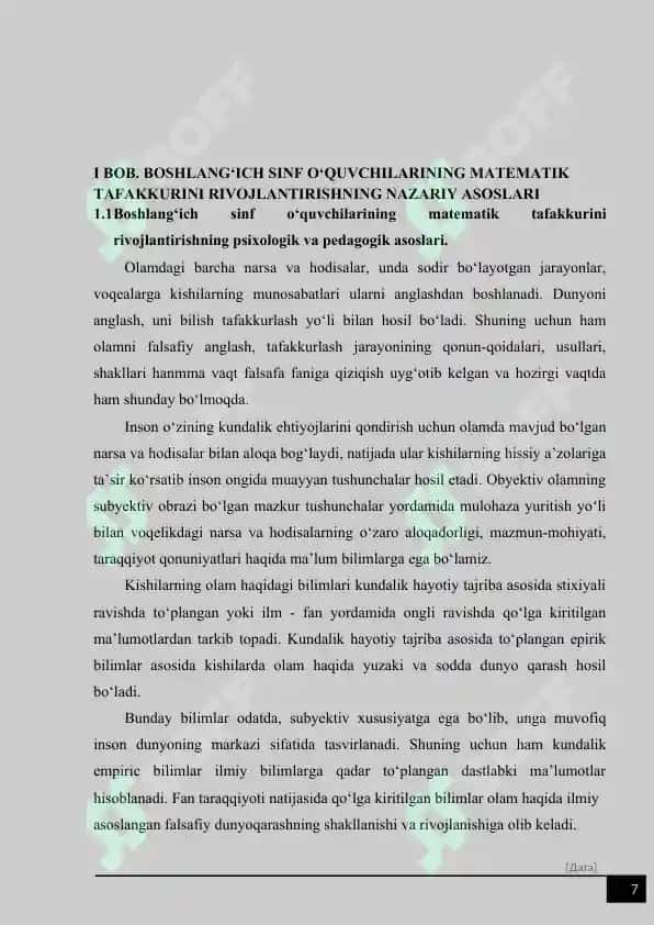 “BOSHLANG‘ICH SINF O‘QUVCHILARINING  MATEMATIK TAFAKKURINI TAKOMILLASHTIRISH USULLARI” 7