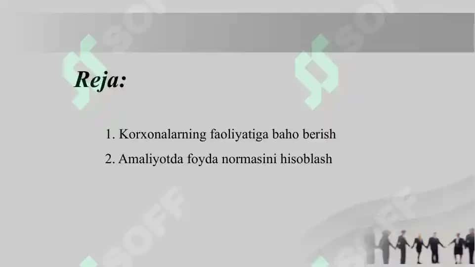Korxonaning sof foydasi 2