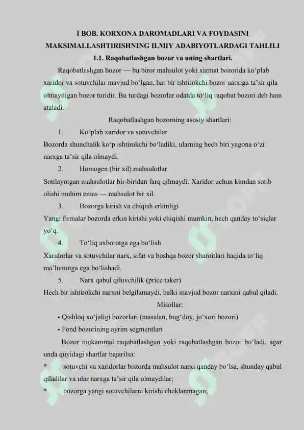 Korxona daromadlari va foydasini maksimallashtirish 5
