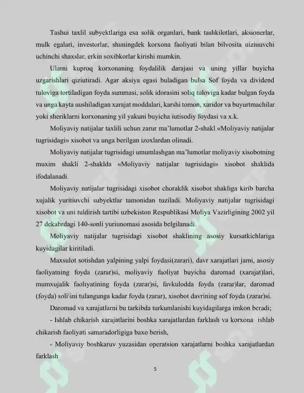 Moliyaviy Natijalar Tahlili 5