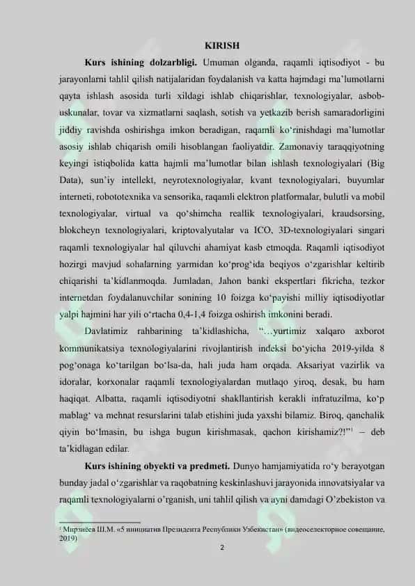 OʻZBEKISTONDA VA XORIJDA RAQAMLI IQTISODIYOTNING RIVOJLANISHI 2