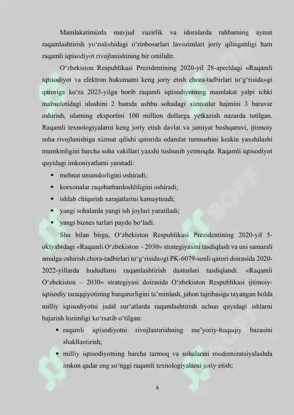 OʻZBEKISTONDA VA XORIJDA RAQAMLI IQTISODIYOTNING RIVOJLANISHI 6