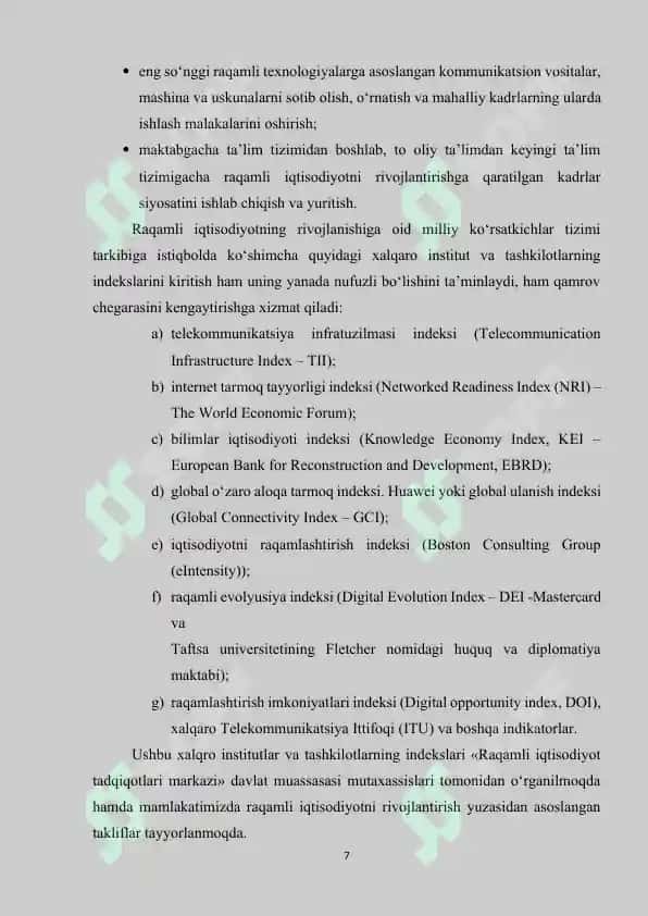 OʻZBEKISTONDA VA XORIJDA RAQAMLI IQTISODIYOTNING RIVOJLANISHI 7