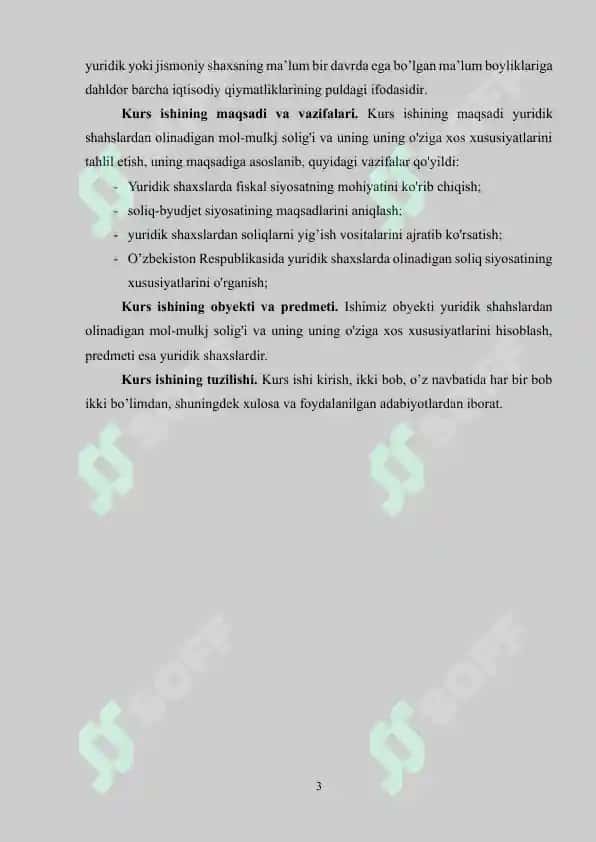Yuridik shaxslardan olinadigan mol-mulk solig'i va uning uning o'ziga xos xususiyatlari 3