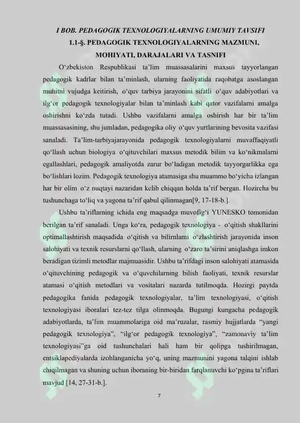 BIOLOGIYA KURSI “HARAKATLANISH” BOBINI O‘QITISHDA MODUL TA'LIM TEXNOLOGIYALARIDAN FOYDALANISH 7