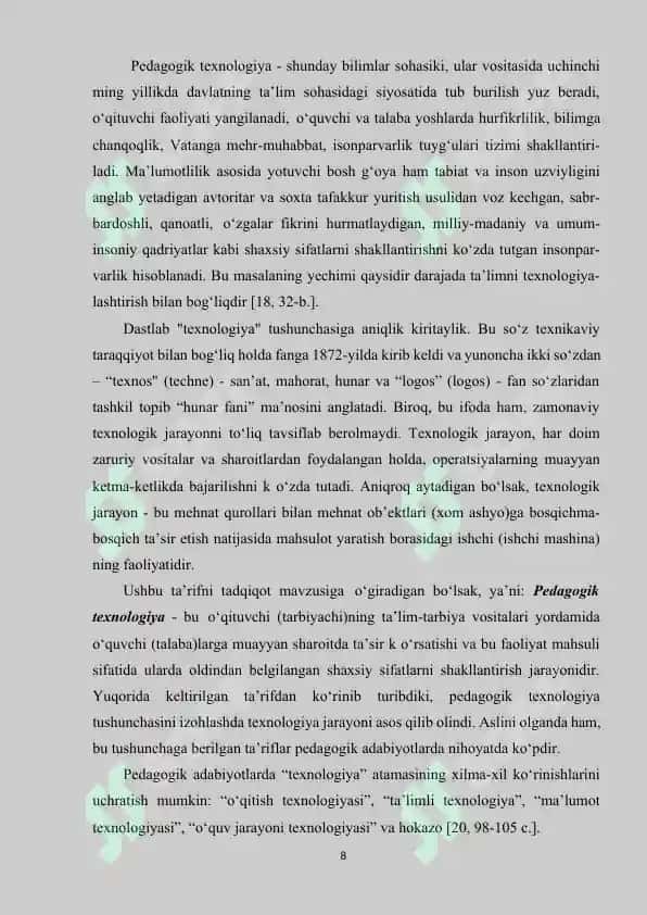 BIOLOGIYA KURSI “HARAKATLANISH” BOBINI O‘QITISHDA MODUL TA'LIM TEXNOLOGIYALARIDAN FOYDALANISH 8