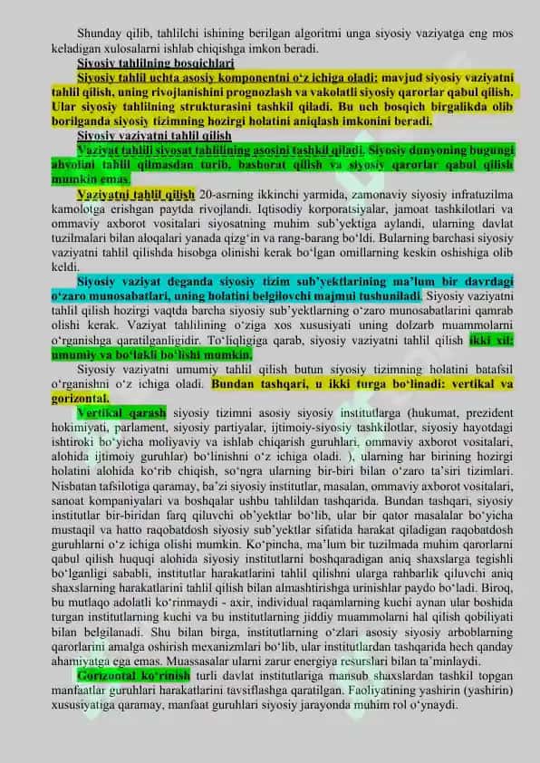 Siyosiy tahlilni o‘tkazish bosqichlari va xususiyatlar 4