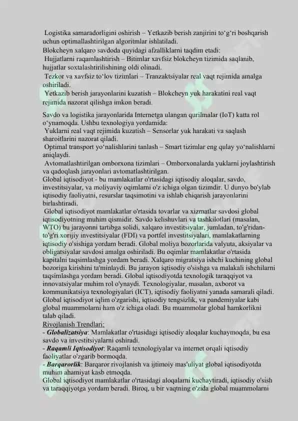 Xalqaro savdoni rivojlantirishning innovatsion yo'nalishlari 2