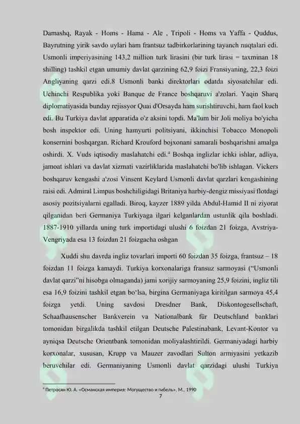 BIRINCHI JAHON URUSHI DAVRIDA TURKIYA VA UNING URUSHGA QO’SHILISHI 7