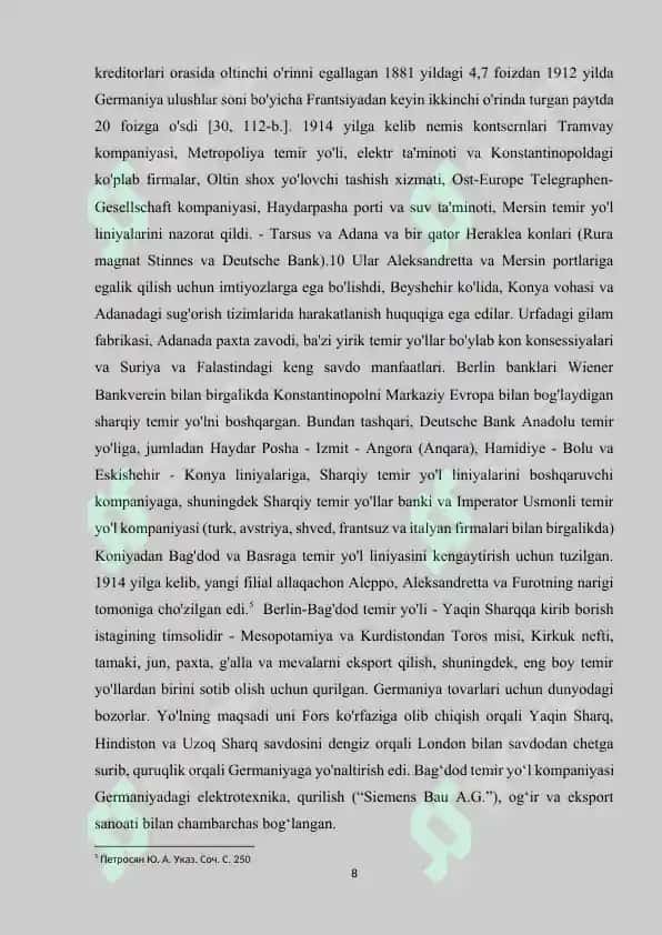 BIRINCHI JAHON URUSHI DAVRIDA TURKIYA VA UNING URUSHGA QO’SHILISHI 8