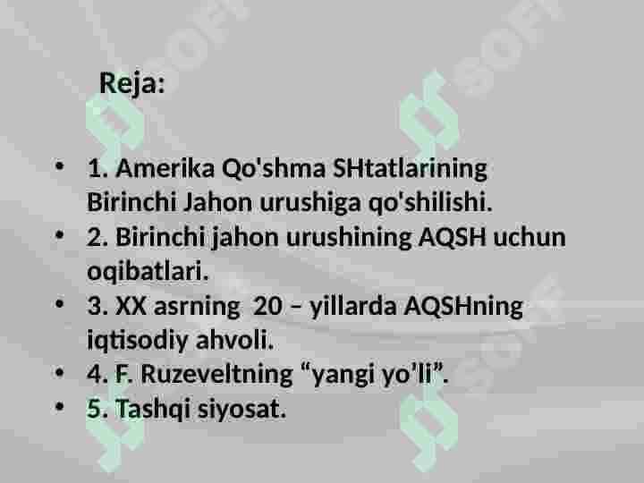 Amerika Qo'shma Shtatlarining Birinchi Jahon urushidan so‘ng iqtisodiy rivojlanishi 2