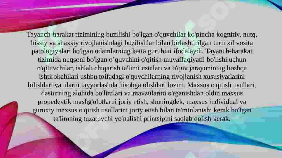 Tayanch-harakat apparati funksiyalari buzilgan bolalar bilan tuzatuvchi ishlarning mazmuni va metodikasi 4