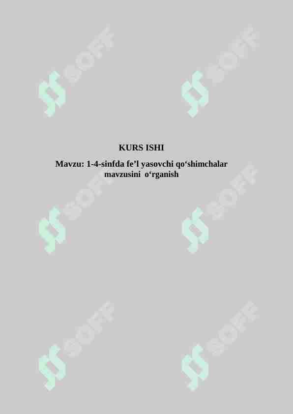 1-4-sinfda fe’l yasovchi qo'shimchalar mavzusini o'rganish
