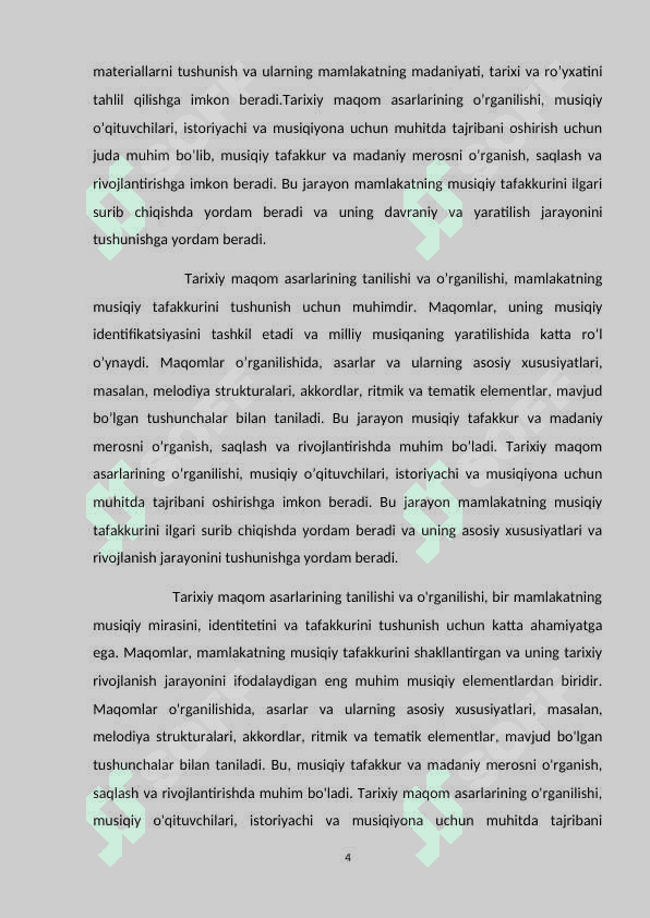 Maktabgacha ta’lim tashkiloti tarbiyalanuvchilarning milliy musiqiy tafakkurini shakllantirishda maqom asarlarining tutgan o‘rni 4
