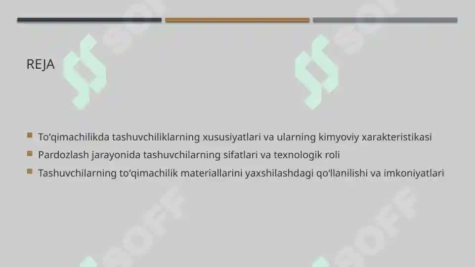 Toʻqimachilikda tashuvchilarning kimyoviy xususiyati 2