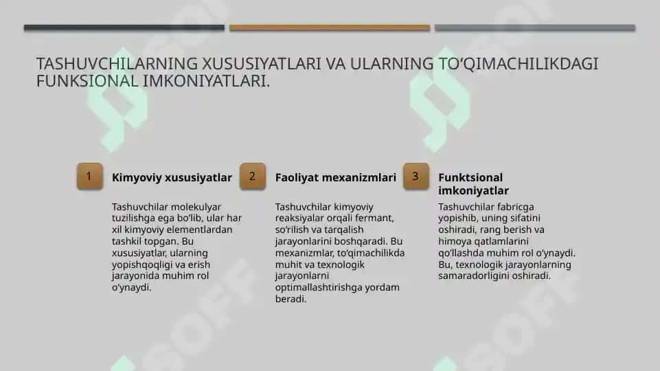 Toʻqimachilikda tashuvchilarning kimyoviy xususiyati 5