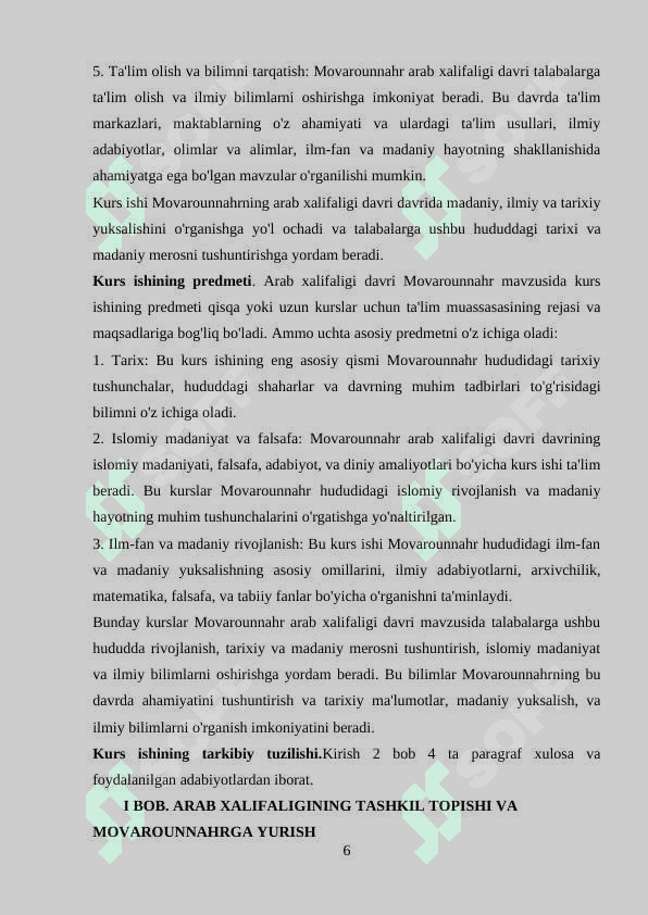 TARIX DARSLARIDA ARAB XALIFALIGI DAVRIDA MOVOROUNNAHR MAVZUSINI O`QITISHDA KROSVORD METODIDAN FOYDALANISH MAVZUSINI O’RGANISH 6