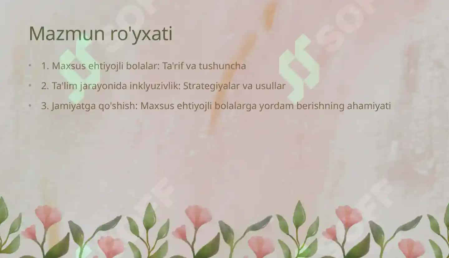 Inklyuziv sinfxona: "Turli qobiliyatga ega bolalar bilan ishlash strategiyalari. (Maxsus ehtiyojli bolalarni jamiyatga qoʻshish, ularga yordam berish." 2
