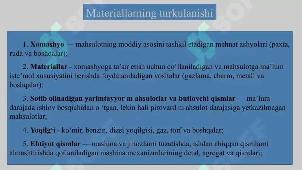 MATERIALLAR HISOBI. taqdimot 4