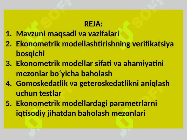 EKONOMETRIK MODELLARNI BAHOLASH 2