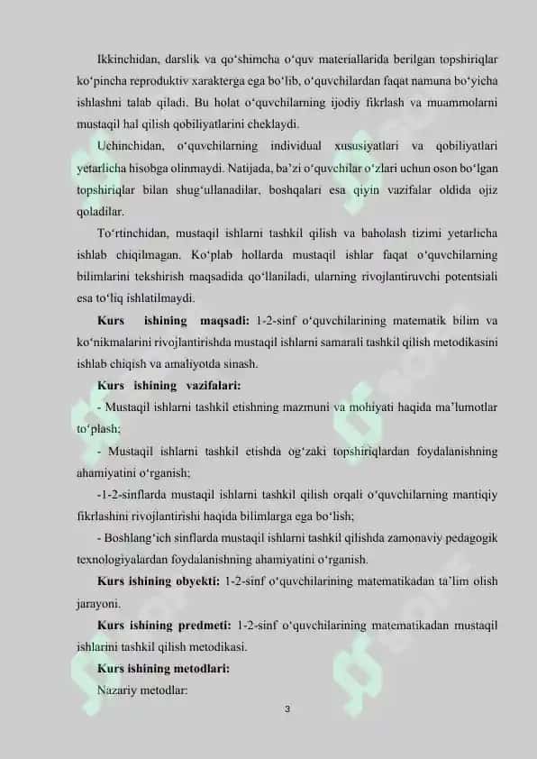 1-2-SINFLARDA O’QUVCHILARNING MATEMATIKADAN MUSTAQIL ISHLARINI TASHKIL QILISH METODIKASI 3