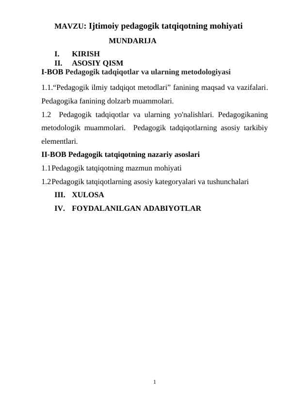 Ijtimoiy pedagogik tatqiqotning mohiyati