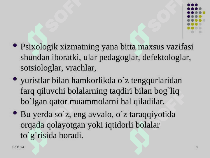 Umum ta’lim o’rta maktablarida psixologik xizmatning o’ziga xos jixatlari 8