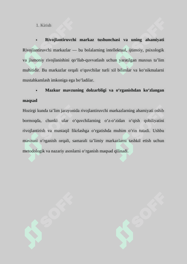 rivojlantiruvchi markazlarni tashkil qilish texnologiyalari metodologik va nazariy asoslari 2