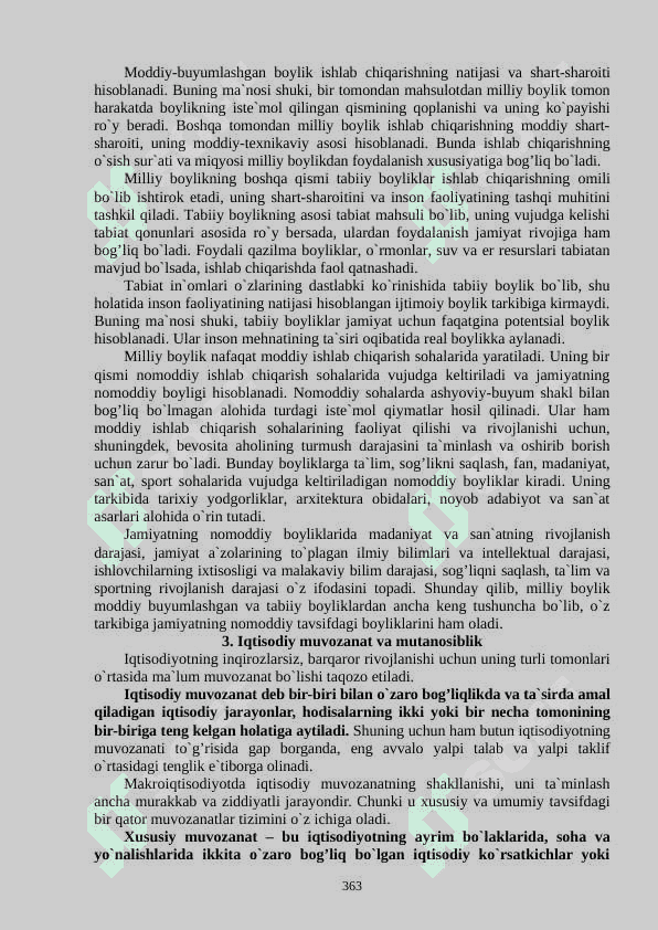 IQTISODIY O`SISH, MILLIY BOYLIK. IQTISODIY MUTANOSIBLIK VA IQTISODIYOTNING SIKLLILIGI 5