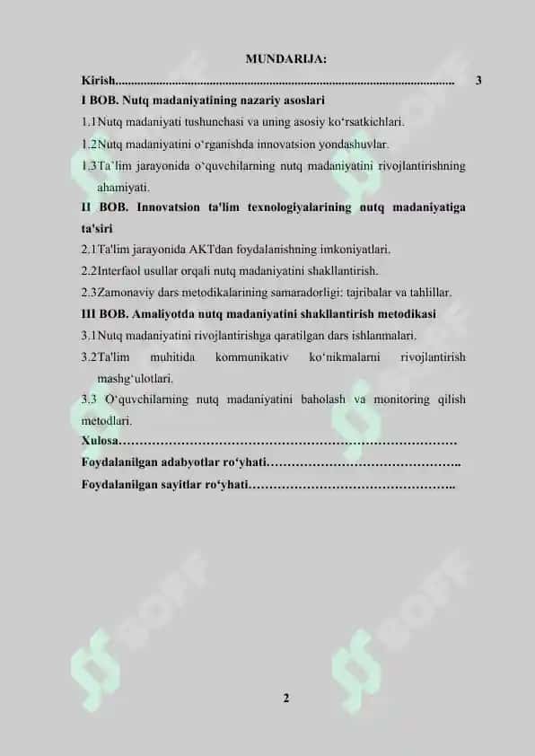 "Innovatsion ta'lim sharoitida o‘quvchilarning nutq madaniyatini shakllantirish metodikasi" 2