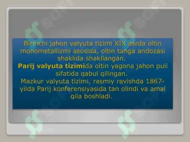 Xalqaro Valyuta Tizimi Tarixi 8