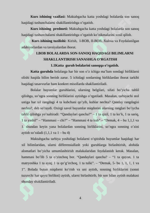 BOLALARDA SON SANOQ HAQIDA BILIMLARNI SHAKLLANTIRISH SANASHGA OʻRGATISH 4