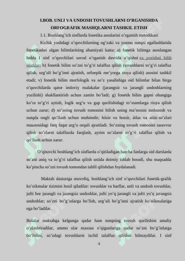 UNLI VA UNDOSH TOVUSHLARNI OʻRGANISHDA ORFOGRAFIK MASHQLARNI TASHKIL ETISH 4