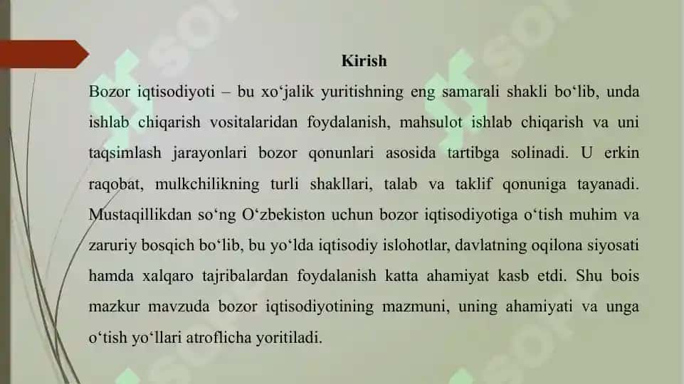 Bozor iqtisodiyotining mazmuni va unga oʻtish yoʻllari taqdimoti 3