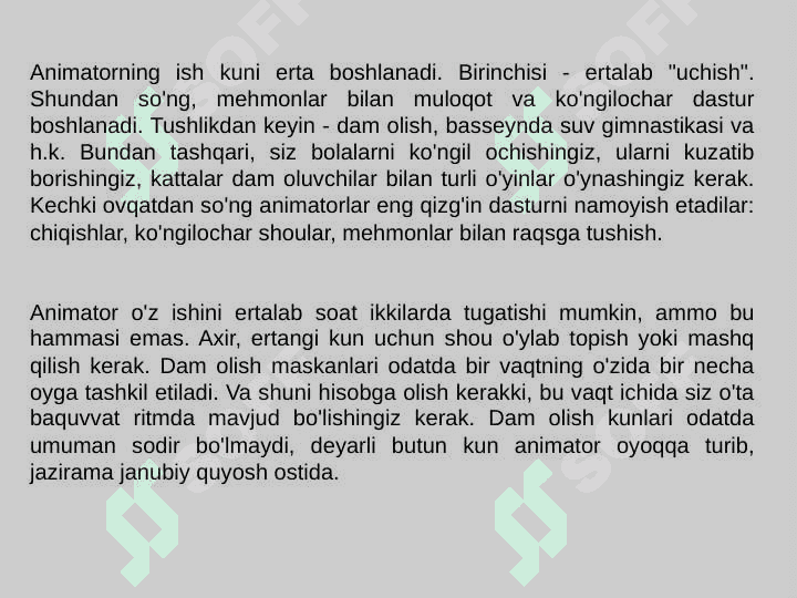 ANIMATSIYA XIZMATINI TASHKIL ETGAN MAXASSINING KASBIY VA SHAXSIY SIFATLARIGA QO'YILGAN TALABLAR. 4