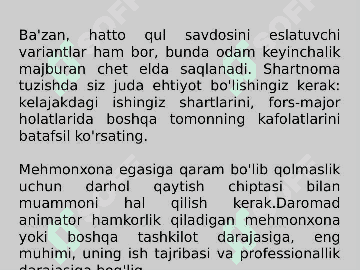 ANIMATSIYA XIZMATINI TASHKIL ETGAN MAXASSINING KASBIY VA SHAXSIY SIFATLARIGA QO'YILGAN TALABLAR. 7