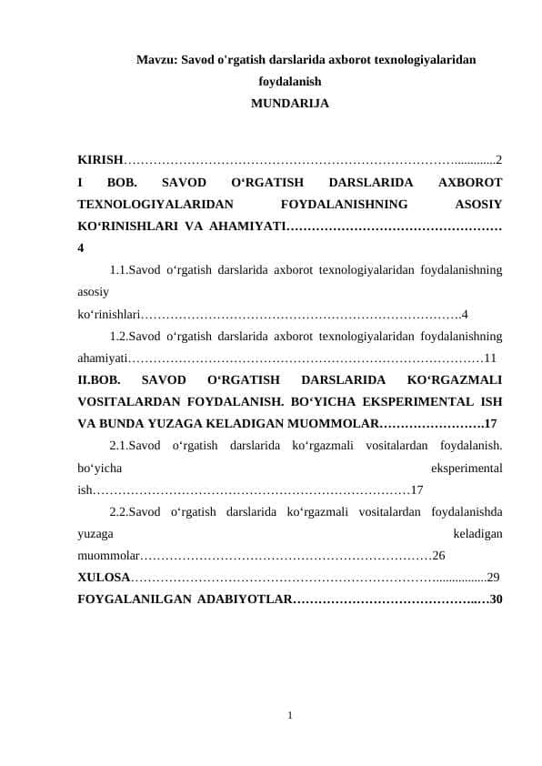 Savod o'rgatish darslarida axborot texnologiyalaridan foydalanish 1