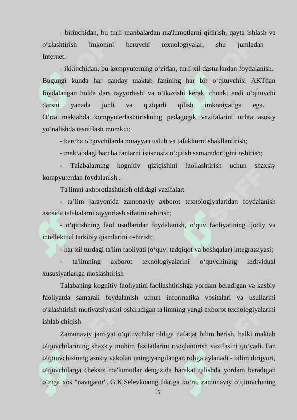 Savod o'rgatish darslarida axborot texnologiyalaridan foydalanish 5