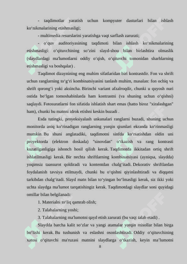 Savod o'rgatish darslarida axborot texnologiyalaridan foydalanish 8