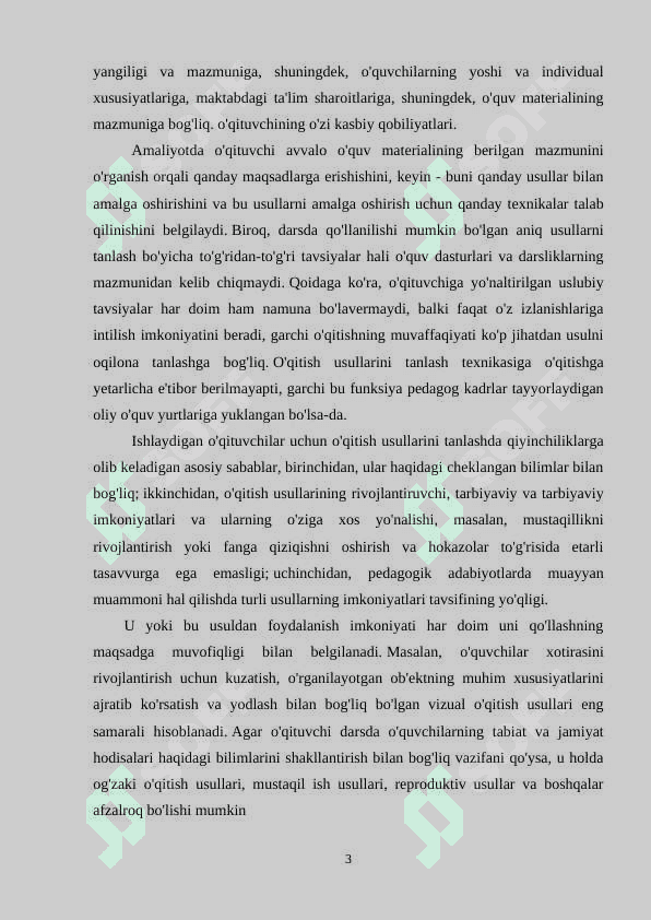 Uchinchi sinfda matematikadan og'zaki va yozma hisoblashga doir didaktik o'yinlar tizimini ishlab chiqish metodikasi. 3