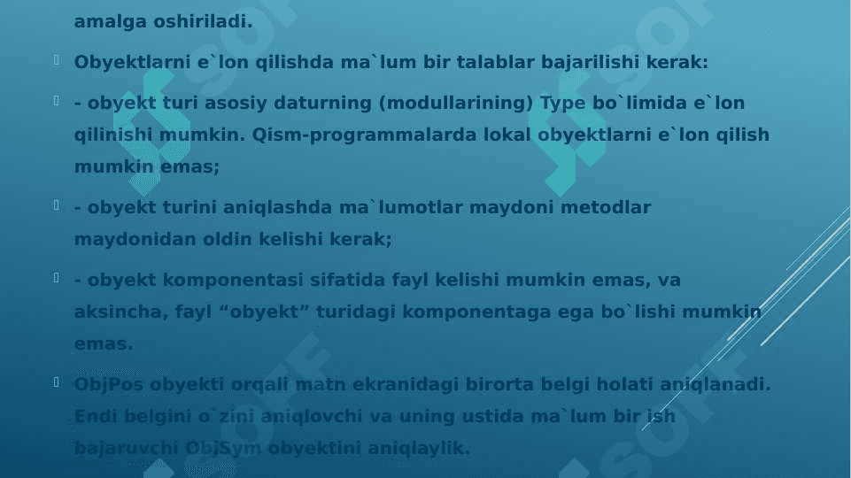 Ob’ektga yo’naltirilgan dasturlash. 5