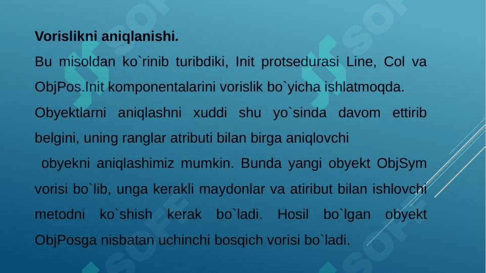 Ob’ektga yo’naltirilgan dasturlash. 7
