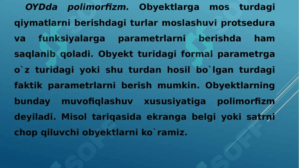 Ob’ektga yo’naltirilgan dasturlash. 8