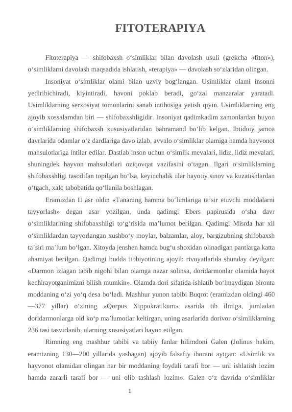 FITOTERAPIYA