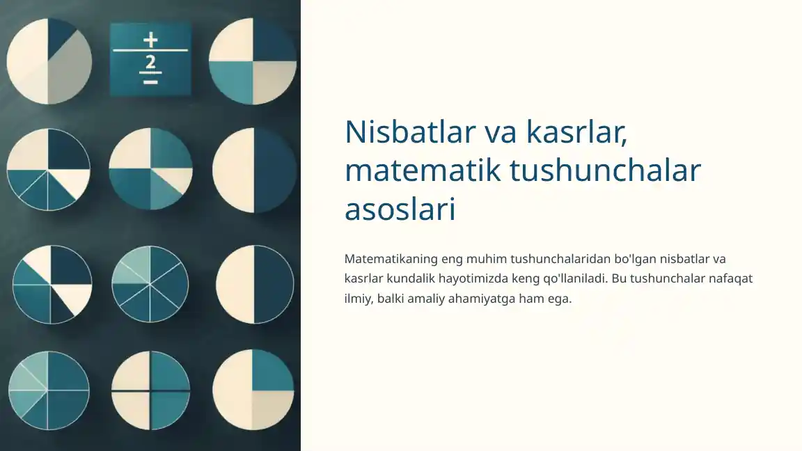 Nisbatlar va kasrlar, matematik tushunchalar asoslari