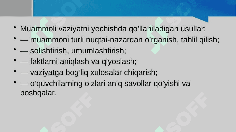 Muammoli ta’lim, rivojlantiruvchi ta’lim texnologiyasi 6