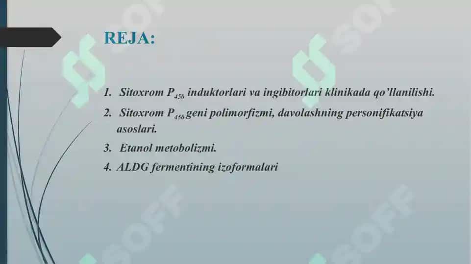 Sitoxrom R-450 induktorlari va ingibitorlarini klinikada qo'llanilishi. Sitoxrom R-450 geni 2